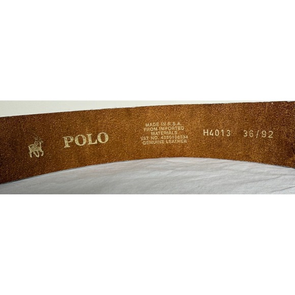 Polo Ralph Lauren Leather‎ Belt Women 36 White Good Silver Pony Plaque H4013 main image 5